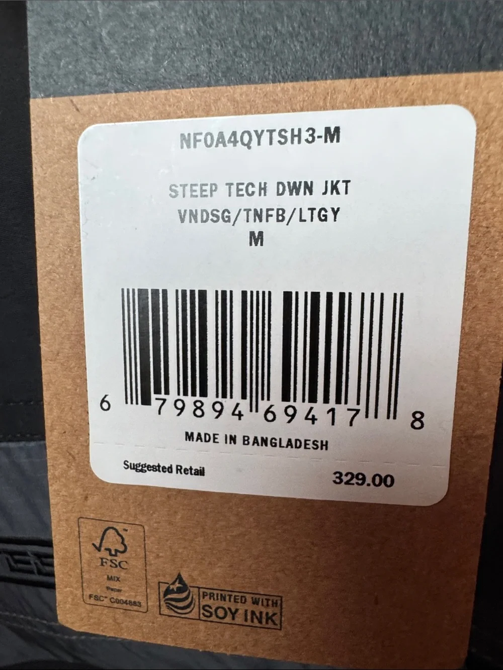 2020 The North Face Steep Tech Down Jacket Grey X TNF Black X Yellow M - Picture 11 of 11